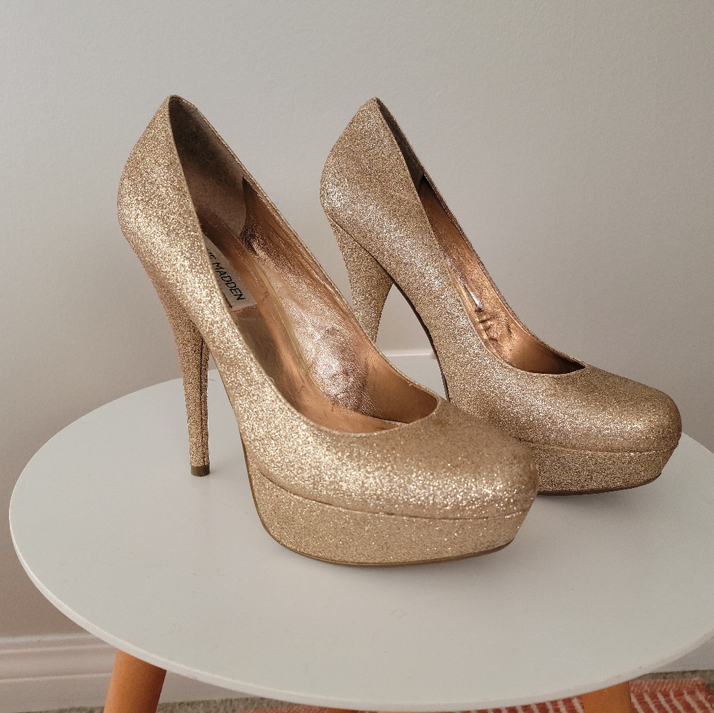 Steve Madden Rose Gold Glitter High Heels
